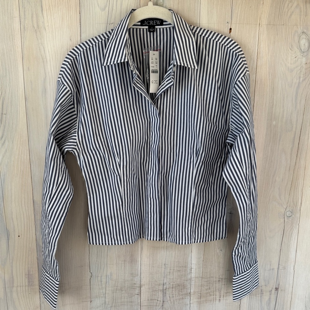 NWT J. Crew Striped Button Down Shirt Size 2 - Picture 1 of 12